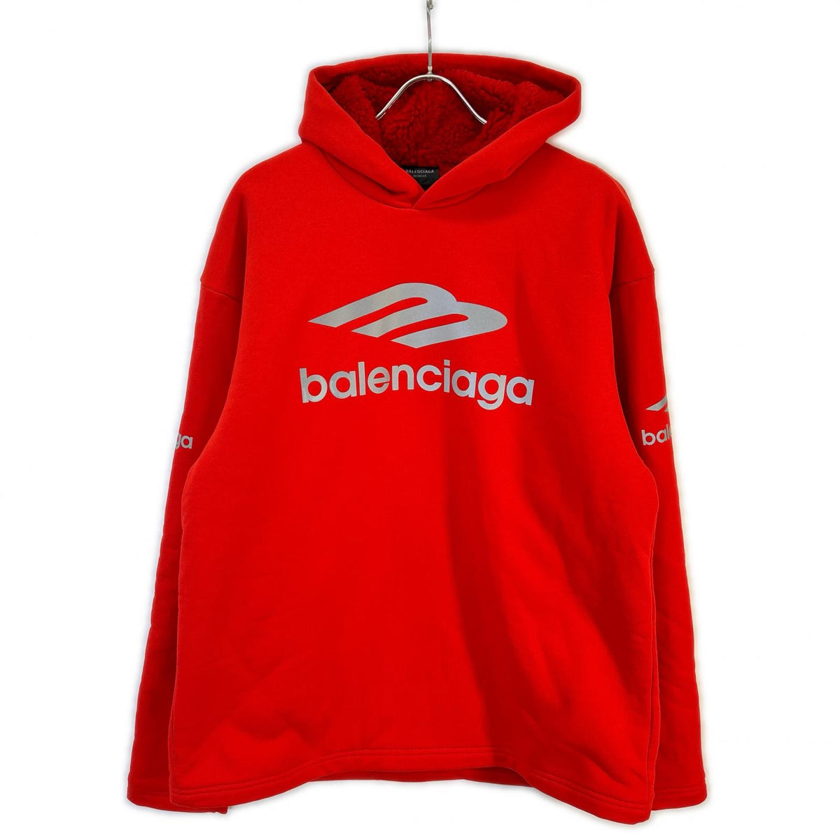 BALENCIAGA 2023 red 773685 TPVQ6 fleece-lined hoodie top