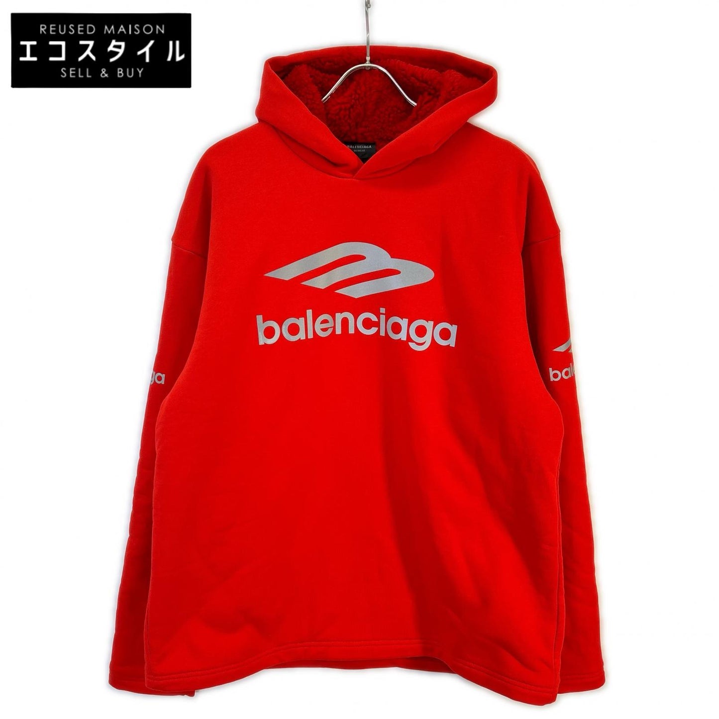 BALENCIAGA バレンシアガ 23年 レッド 773685 TPVQ6 裏起毛 パーカー トップス
