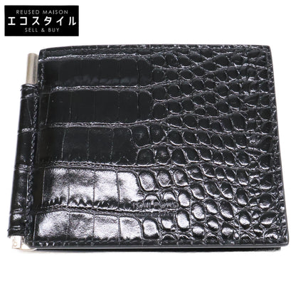 【新品同様】MONEY CLIP WALLET 型押しレザー マネークリップ ウォレット 二つ折り財布（小銭入れなし） メンズ