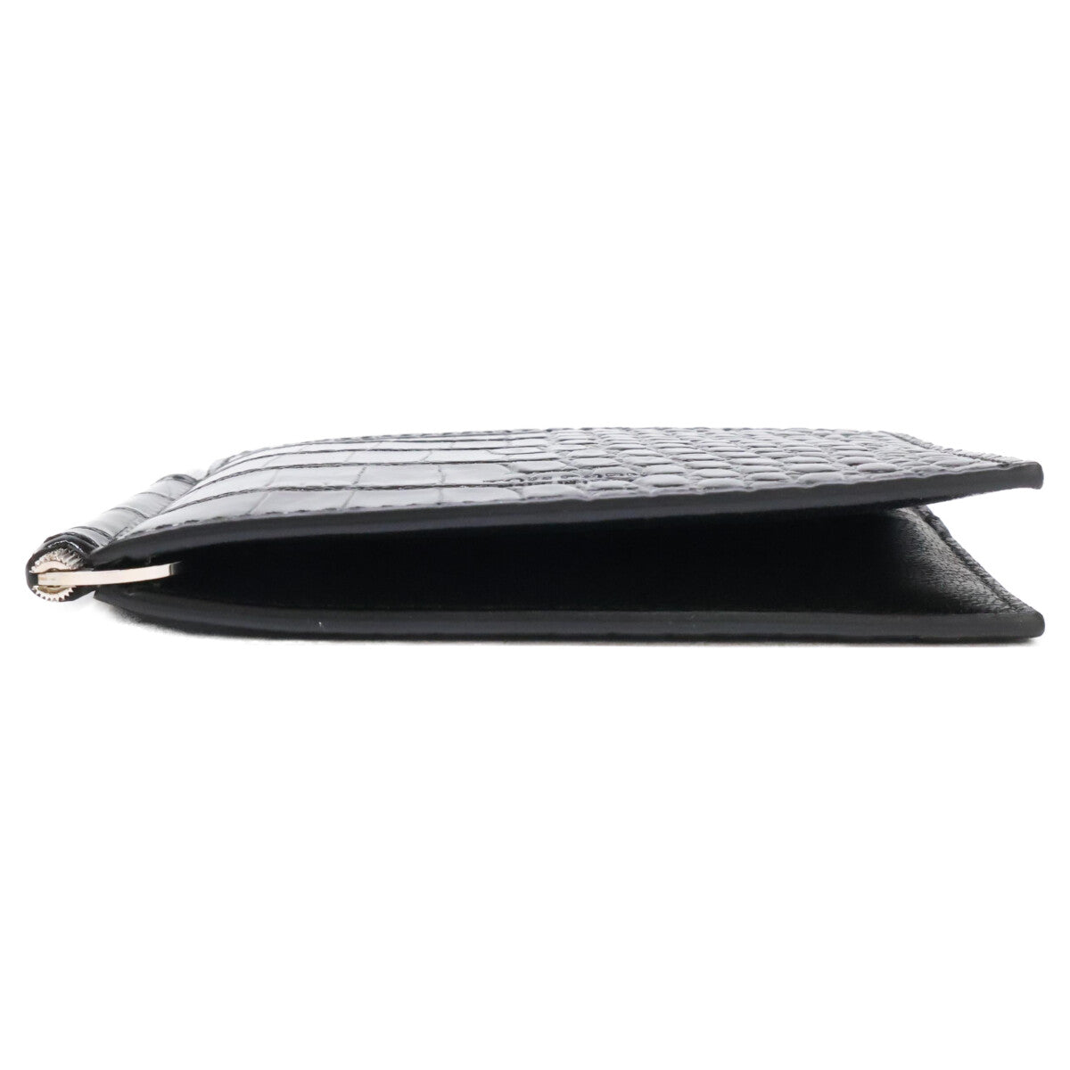【新品同様】MONEY CLIP WALLET 型押しレザー マネークリップ ウォレット 二つ折り財布（小銭入れなし） メンズ