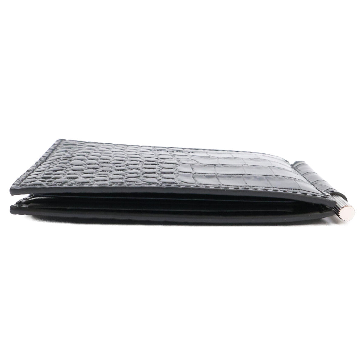【新品同様】MONEY CLIP WALLET 型押しレザー マネークリップ ウォレット 二つ折り財布（小銭入れなし） メンズ