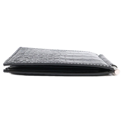 【新品同様】MONEY CLIP WALLET 型押しレザー マネークリップ ウォレット 二つ折り財布（小銭入れなし） メンズ