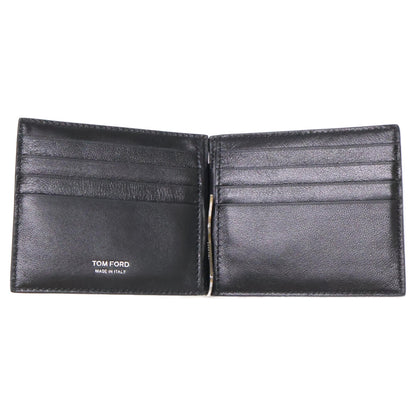 【新品同様】MONEY CLIP WALLET 型押しレザー マネークリップ ウォレット 二つ折り財布（小銭入れなし） メンズ
