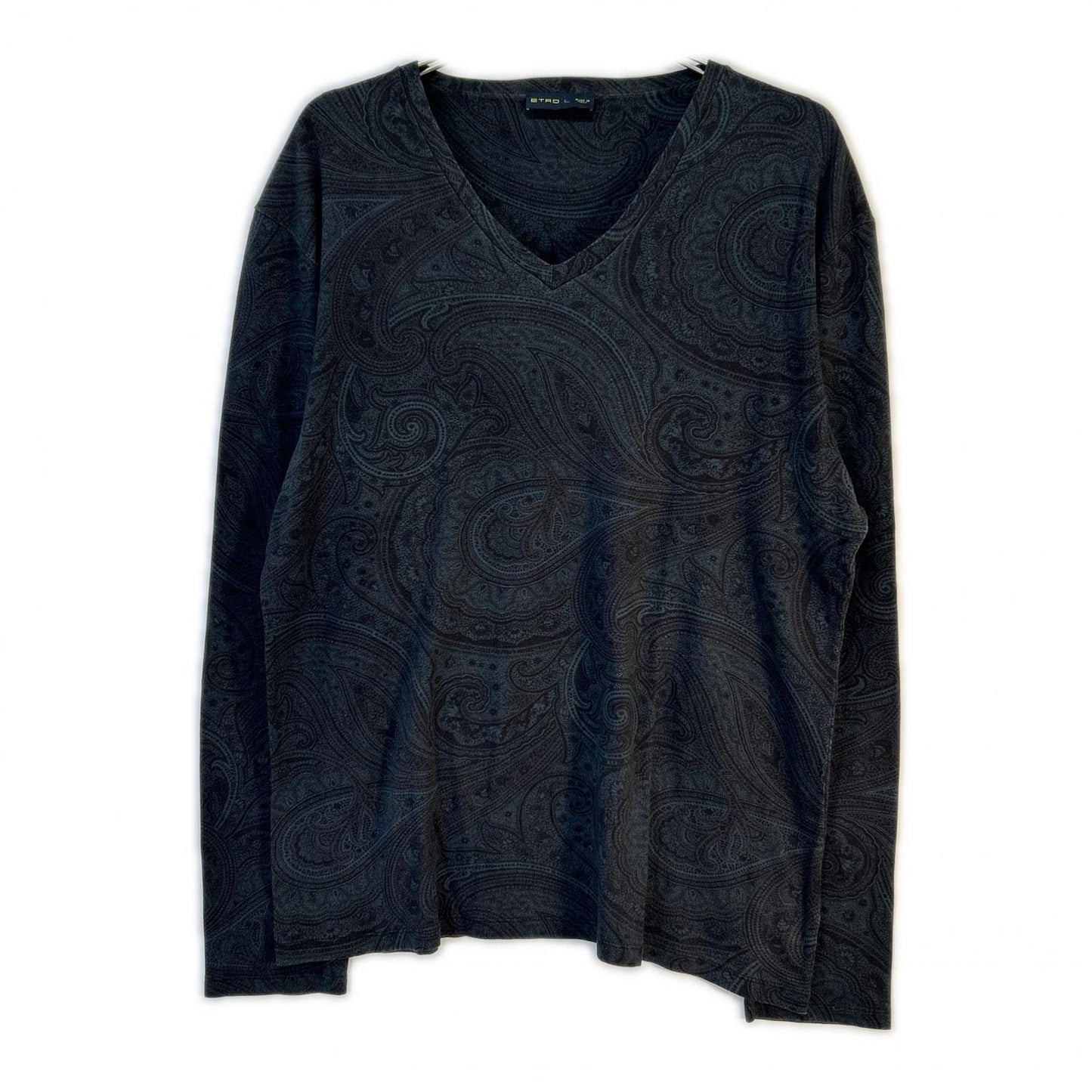 ETRO エトロ ブルー 152ー1Y320ー5538 ペイズリー 長袖 Vネック カットソー トップス