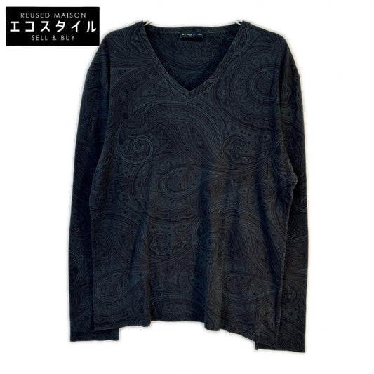 ETRO エトロ ブルー 152ー1Y320ー5538 ペイズリー 長袖 Vネック カットソー トップス
