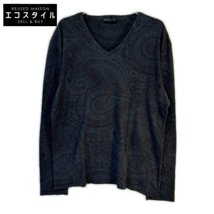 ETRO エトロ ブルー 152ー1Y320ー5538 ペイズリー 長袖 Vネック カットソー トップス