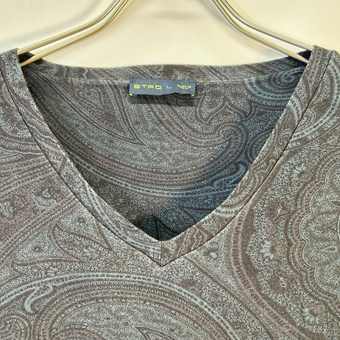 ETRO エトロ ブルー 152ー1Y320ー5538 ペイズリー 長袖 Vネック カットソー トップス