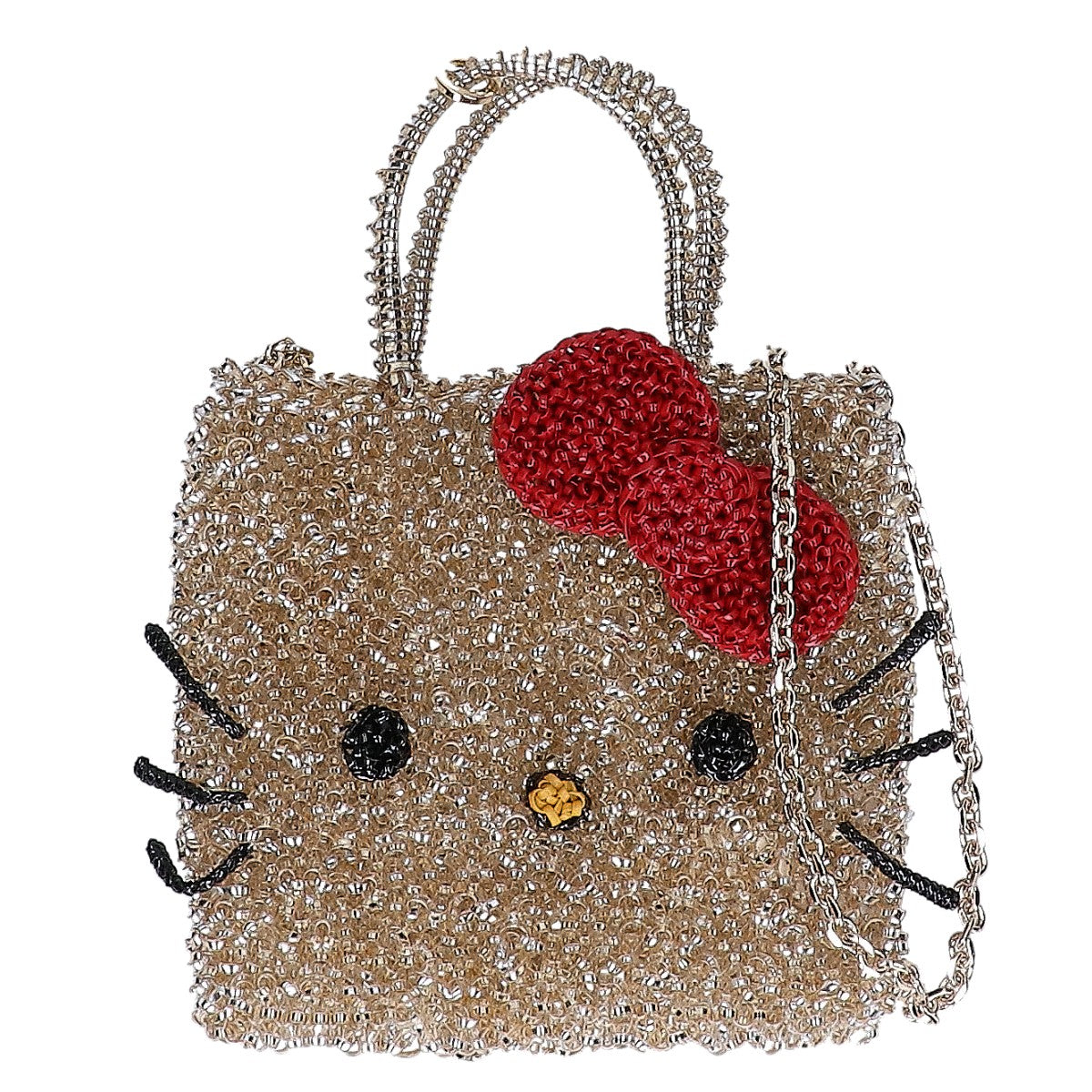 【美品】ハローキティ ワイヤー 2WAYショルダー ハンドバッグ レディース