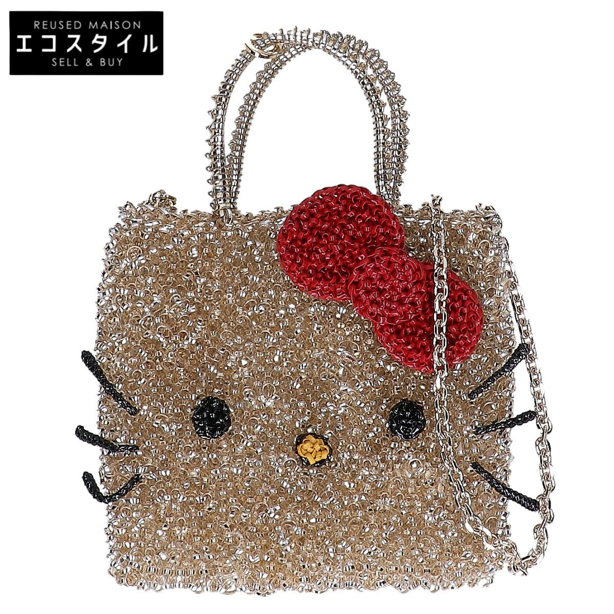【美品】ハローキティ ワイヤー 2WAYショルダー ハンドバッグ レディース