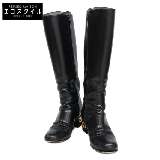 VALENTINO Valentino VLogo Heel Leather Long Boots Shoes