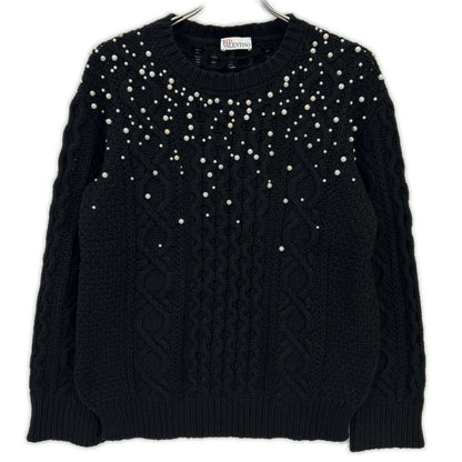 RED VALENTINO レッドヴァレンチノ ブラック レースカラー ニットワンピース ワンピース