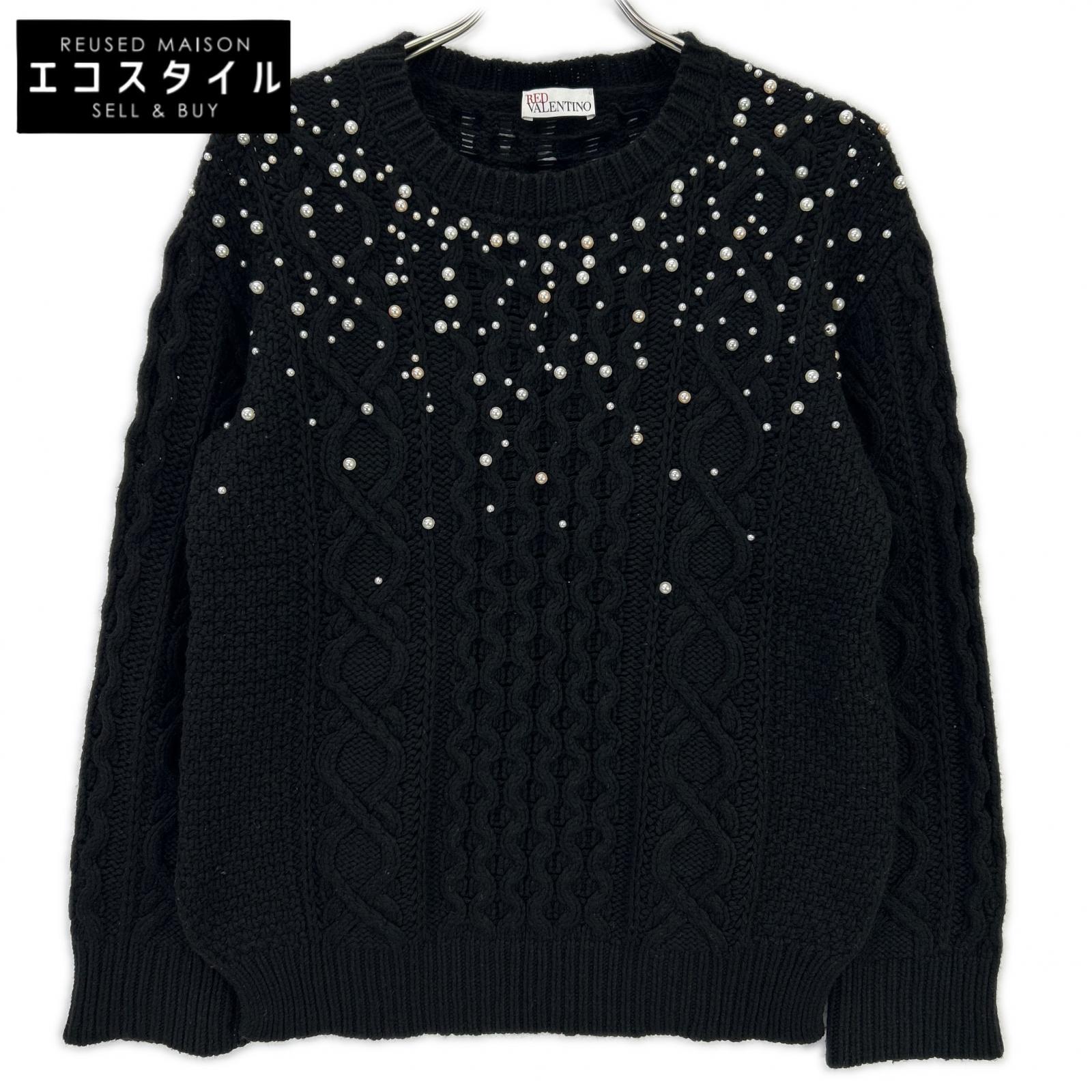 RED VALENTINO レッドヴァレンチノ ブラック レースカラー ニットワンピース ワンピース