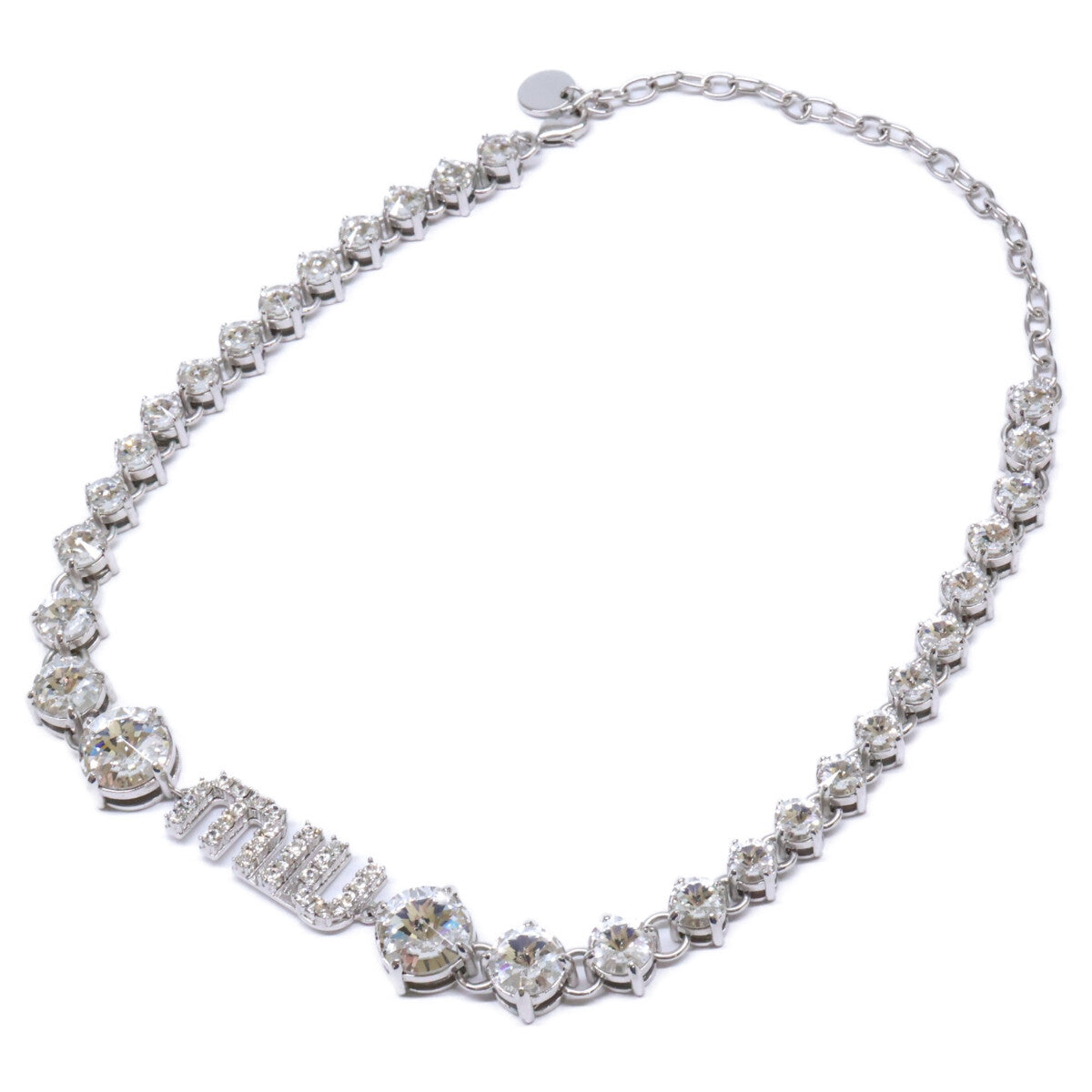 MIUMIU 23SS 5JC870 Crystal Logo Choker Necklace