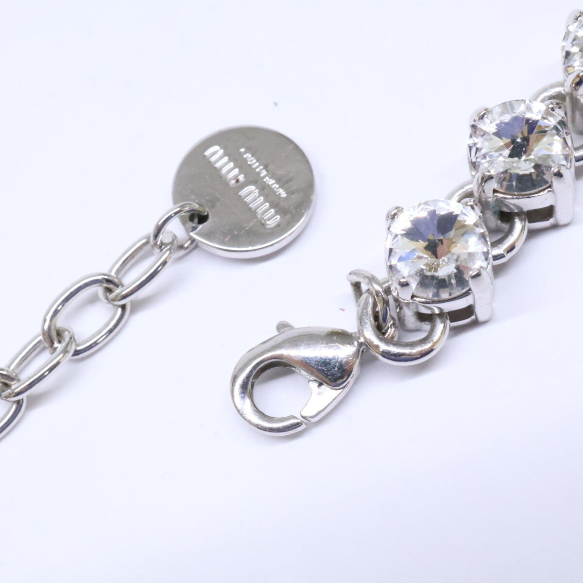 MIUMIU 23SS 5JC870 Crystal Logo Choker Necklace