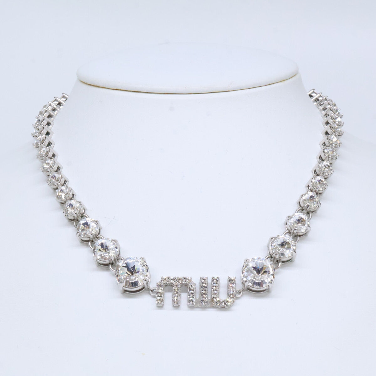 MIUMIU 23SS 5JC870 Crystal Logo Choker Necklace