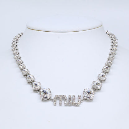 MIUMIU 23SS 5JC870 Crystal Logo Choker Necklace
