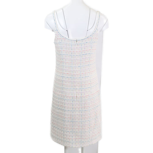 CHANEL シャネル 【美品/国内正規】P72531V64182 ツイード ココマークボタン ノースリーブ ワンピース