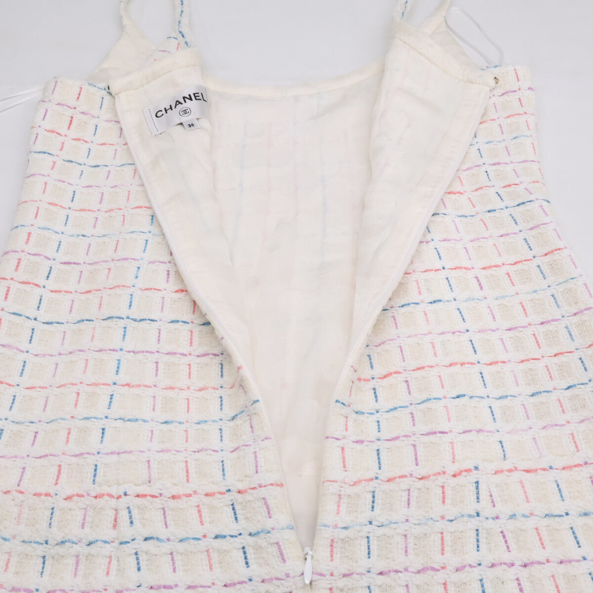 CHANEL シャネル 【美品/国内正規】P72531V64182 ツイード ココマークボタン ノースリーブ ワンピース