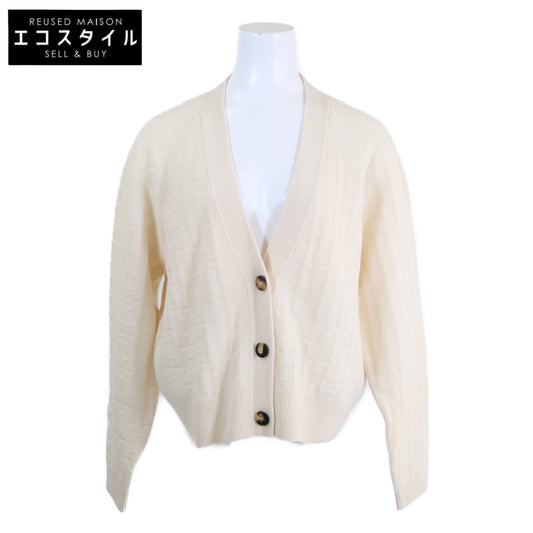 HERMES 3E2713DB 23SS Sellier Button H-Jacquard Knit Cardigan Top, Like New