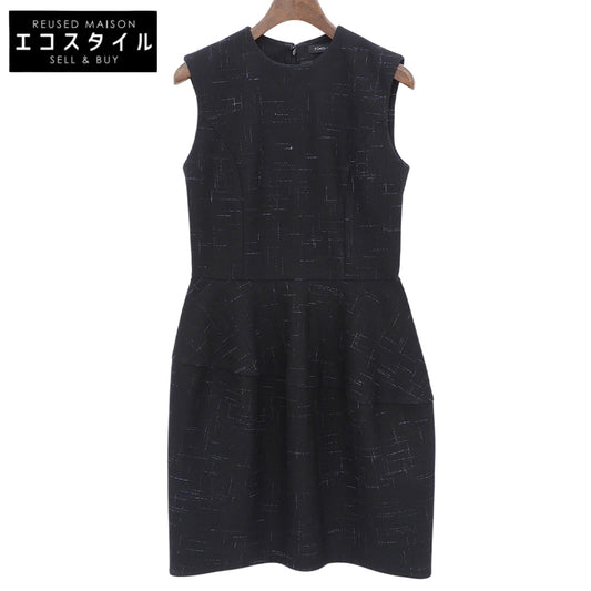 Tweed Balloon Sleeveless Dress Women's Black 36 YCD-14SSC-104 Dress 36 Women's