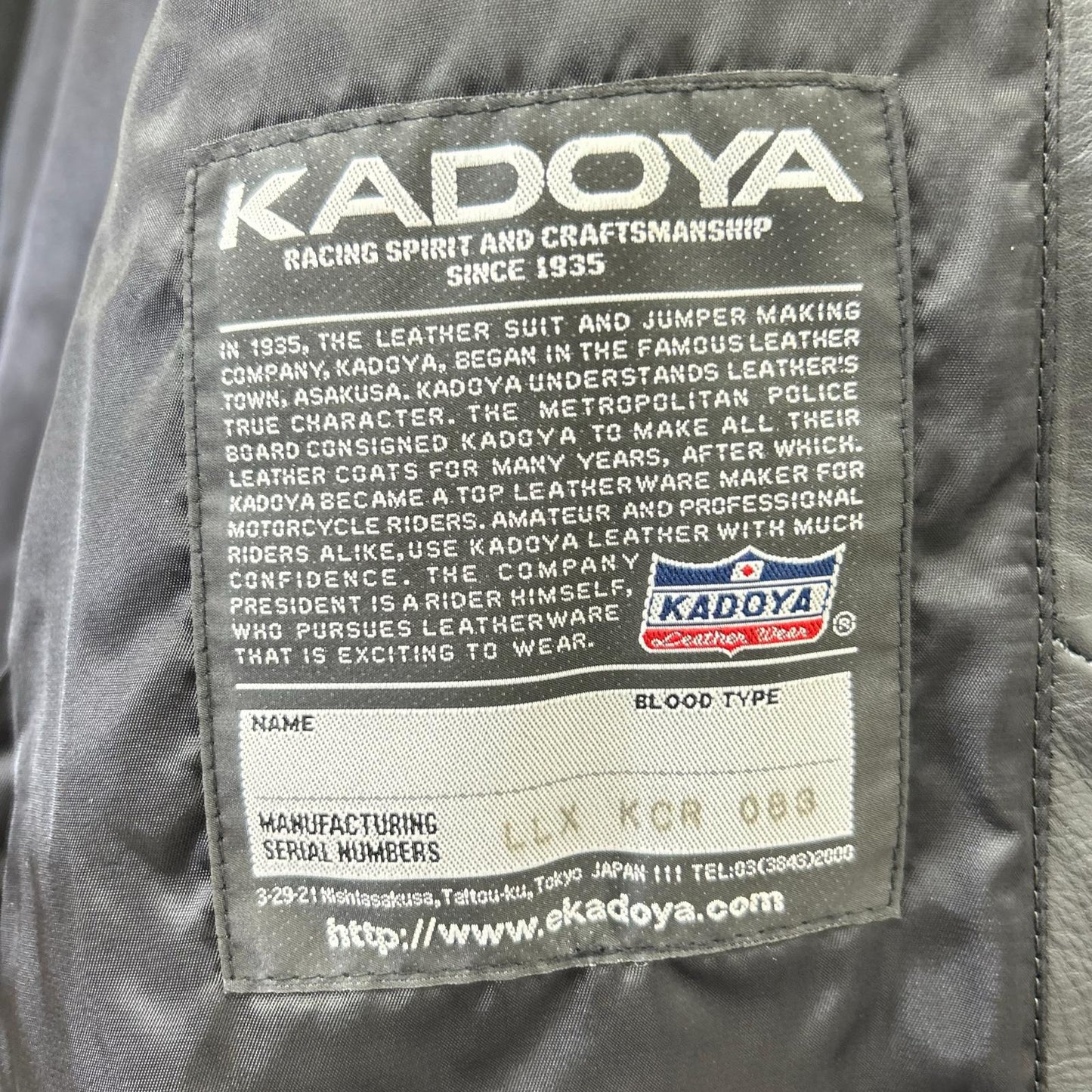 KADOYA カドヤ K'S LEATHER 牛革 シングルライダースジャケット ジャケット