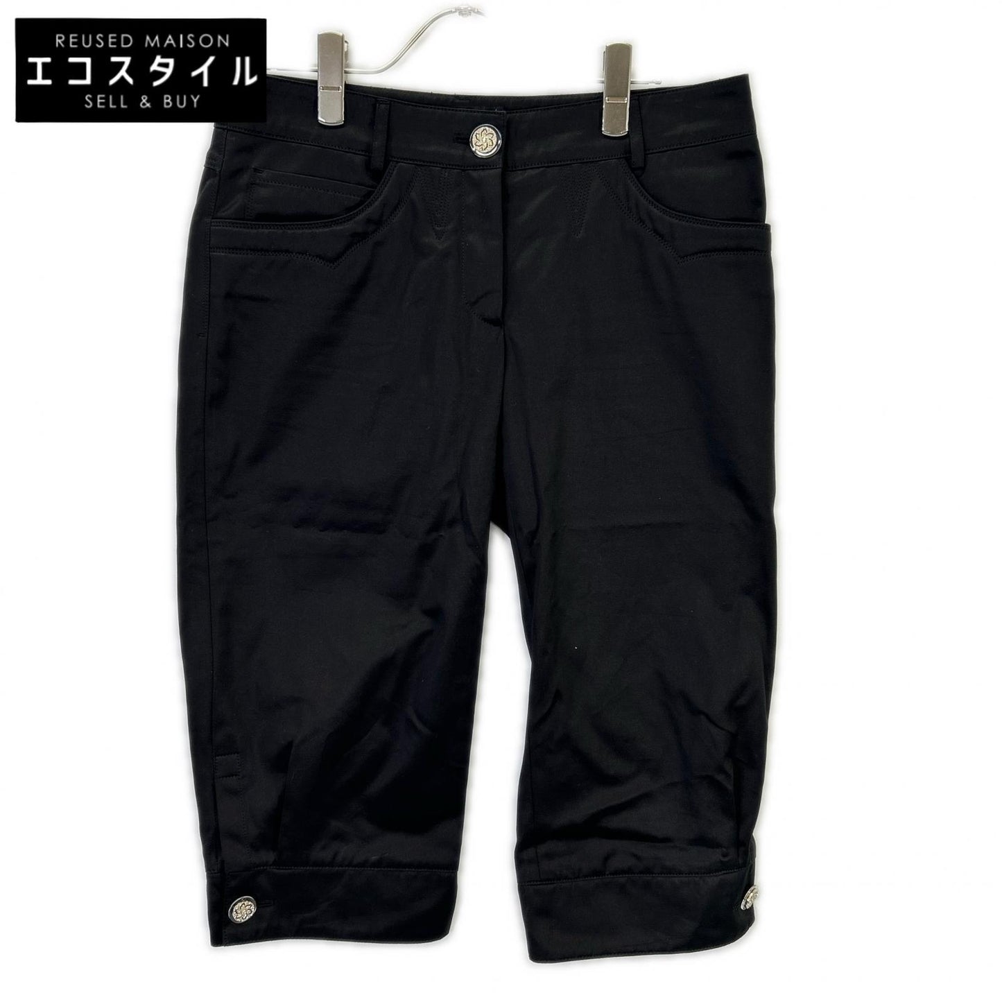 P45186 ﾌﾞﾗｯｸ 13Cﾊﾟﾝﾂ ボトムス 38 レディース
