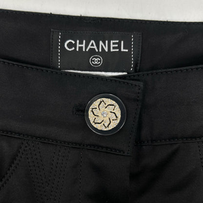 P45186 ﾌﾞﾗｯｸ 13Cﾊﾟﾝﾂ ボトムス 38 レディース