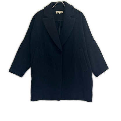 ENFOLD 3008A130-1020 Navy Short Beaver Box Cocoon Coat