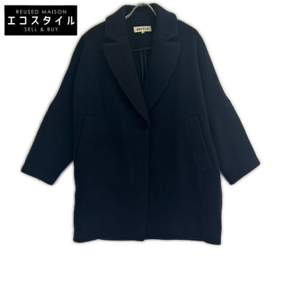 ENFOLD 3008A130-1020 Navy Short Beaver Box Cocoon Coat