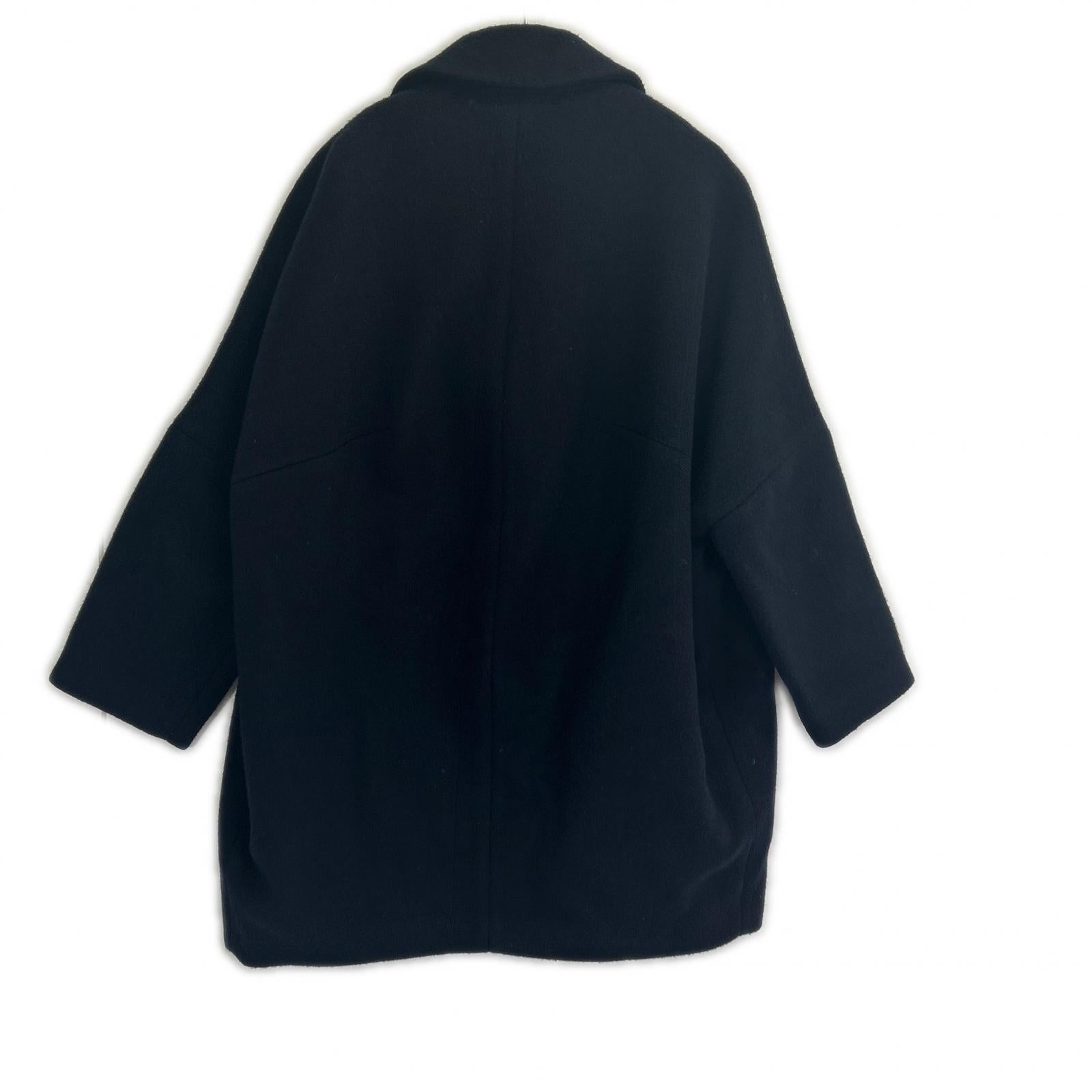 ENFOLD 3008A130-1020 Navy Short Beaver Box Cocoon Coat