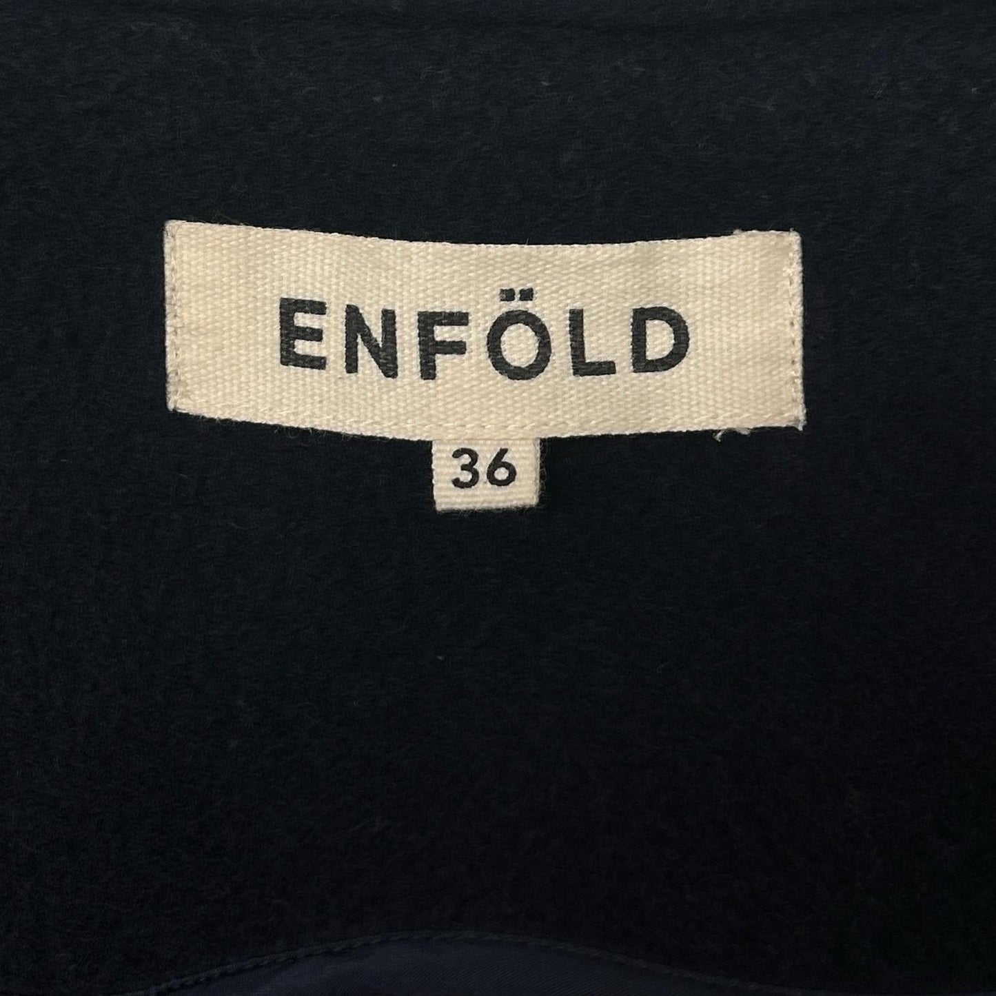 ENFOLD 3008A130-1020 Navy Short Beaver Box Cocoon Coat