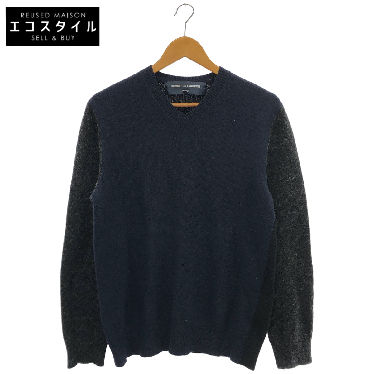 COMMEdesGARCONS HOMME コムデギャルソンオム HD-N010 09AW バイカラー ニットセーター トップス