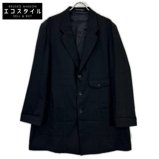 Yohji Yamamoto POUR HOMME ヨウジヤマモトプールオム 23AW ブラック HZ-J67-100 シワギャバ オープンボタンビッグジャケット ジャケット