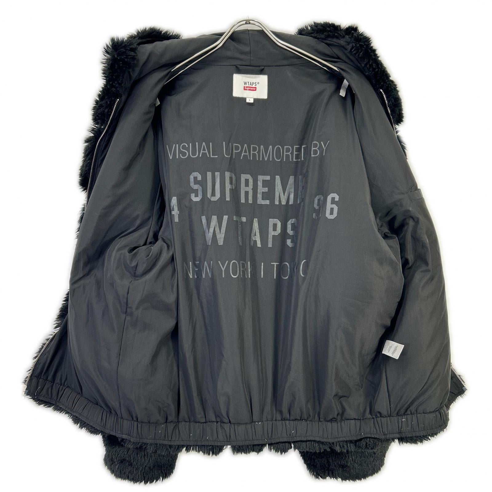 21AW 黑色 ×WTAPS 人造皮草连帽夹克 男士