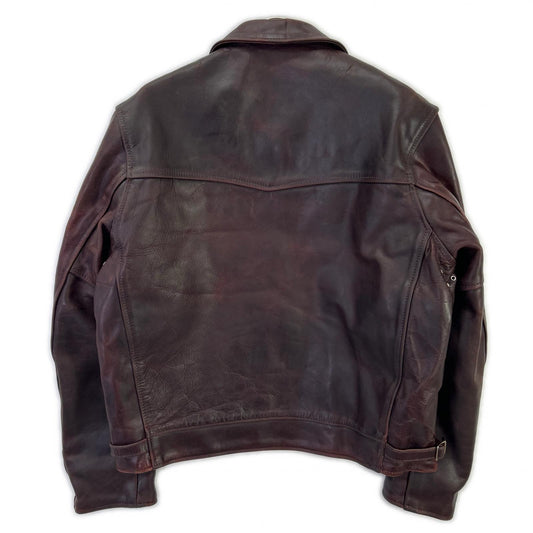 Bordeaux Horween horsehide alpaca-lined Highwayman jacket 38 men's