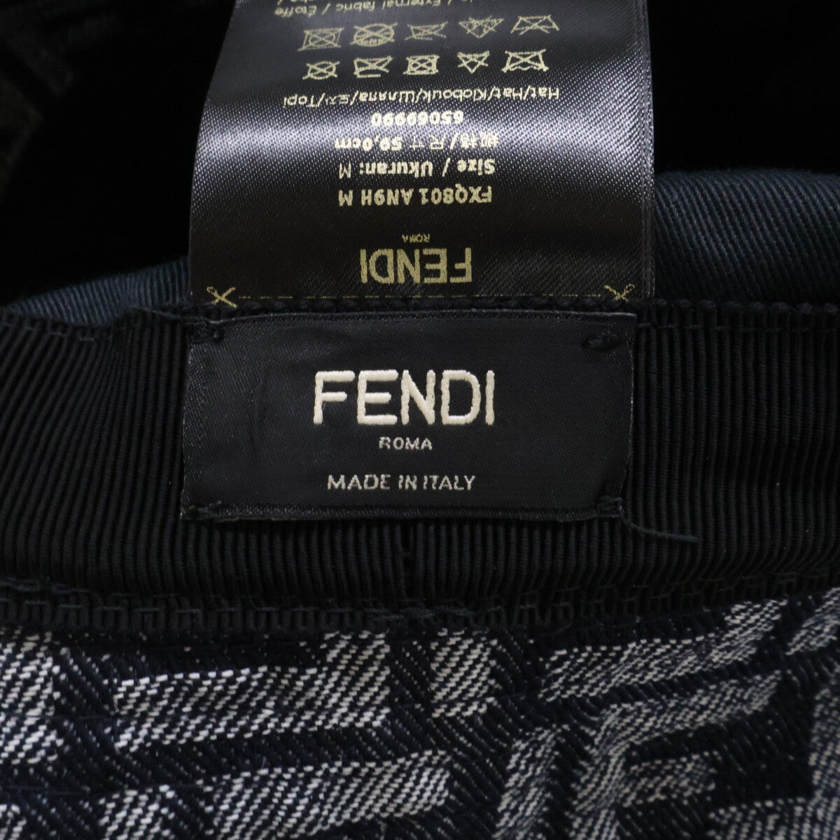 FENDI フェンディ 【即決/国内正規】FXQ801 AN9H ズッカ柄 FFロゴ デニム バケットハット 帽子