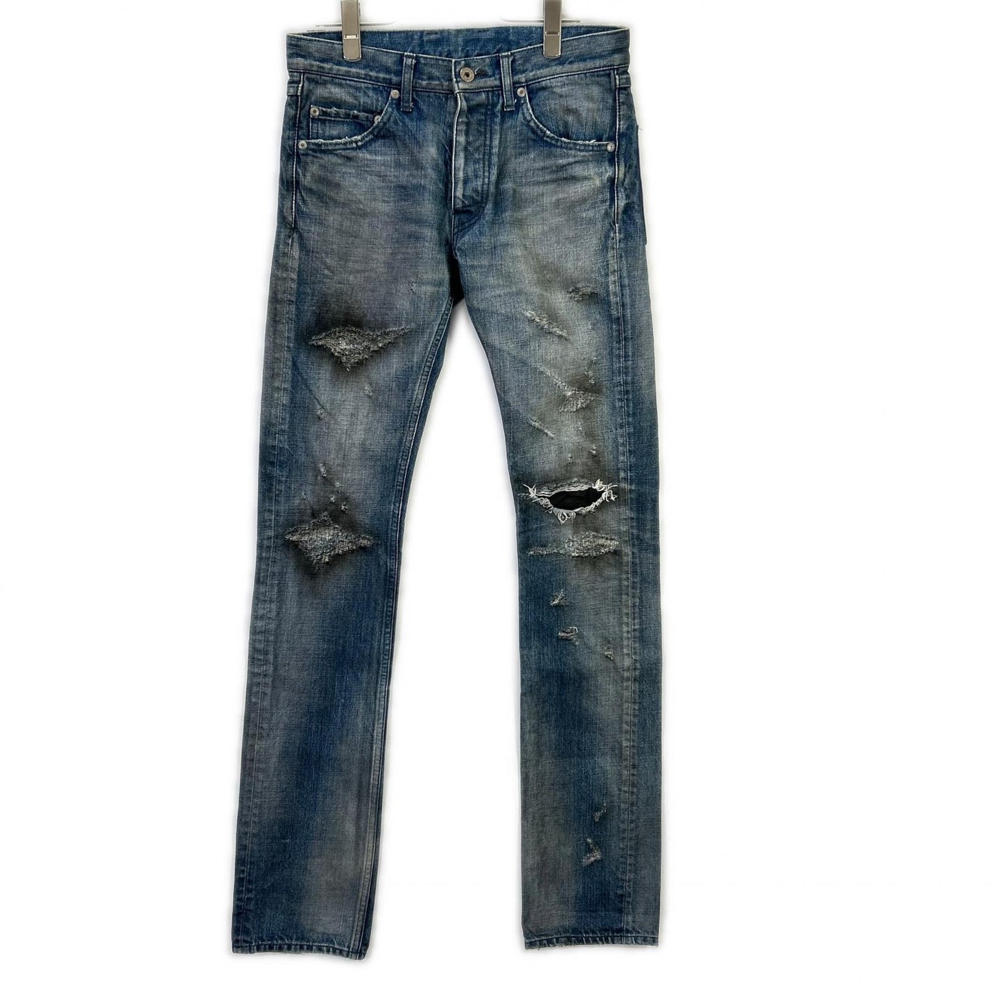ISAMU KATAYAMA BACKLASH Blue 1308-07 Button Fly Distressed Skinny Pants Bottoms