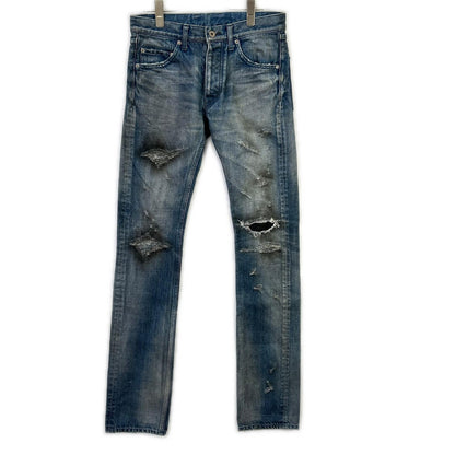 ISAMU KATAYAMA BACKLASH Blue 1308-07 Button Fly Distressed Skinny Pants Bottoms