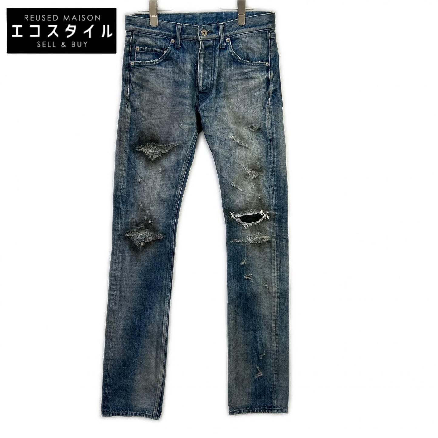 ISAMU KATAYAMA BACKLASH Blue 1308-07 Button Fly Distressed Skinny Pants Bottoms