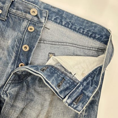 ISAMU KATAYAMA BACKLASH Blue 1308-07 Button Fly Distressed Skinny Pants Bottoms