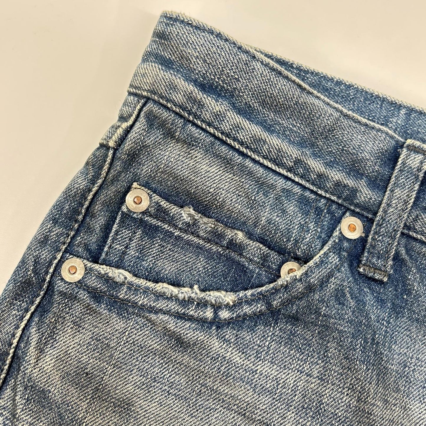 ISAMU KATAYAMA BACKLASH Blue 1308-07 Button Fly Distressed Skinny Pants Bottoms