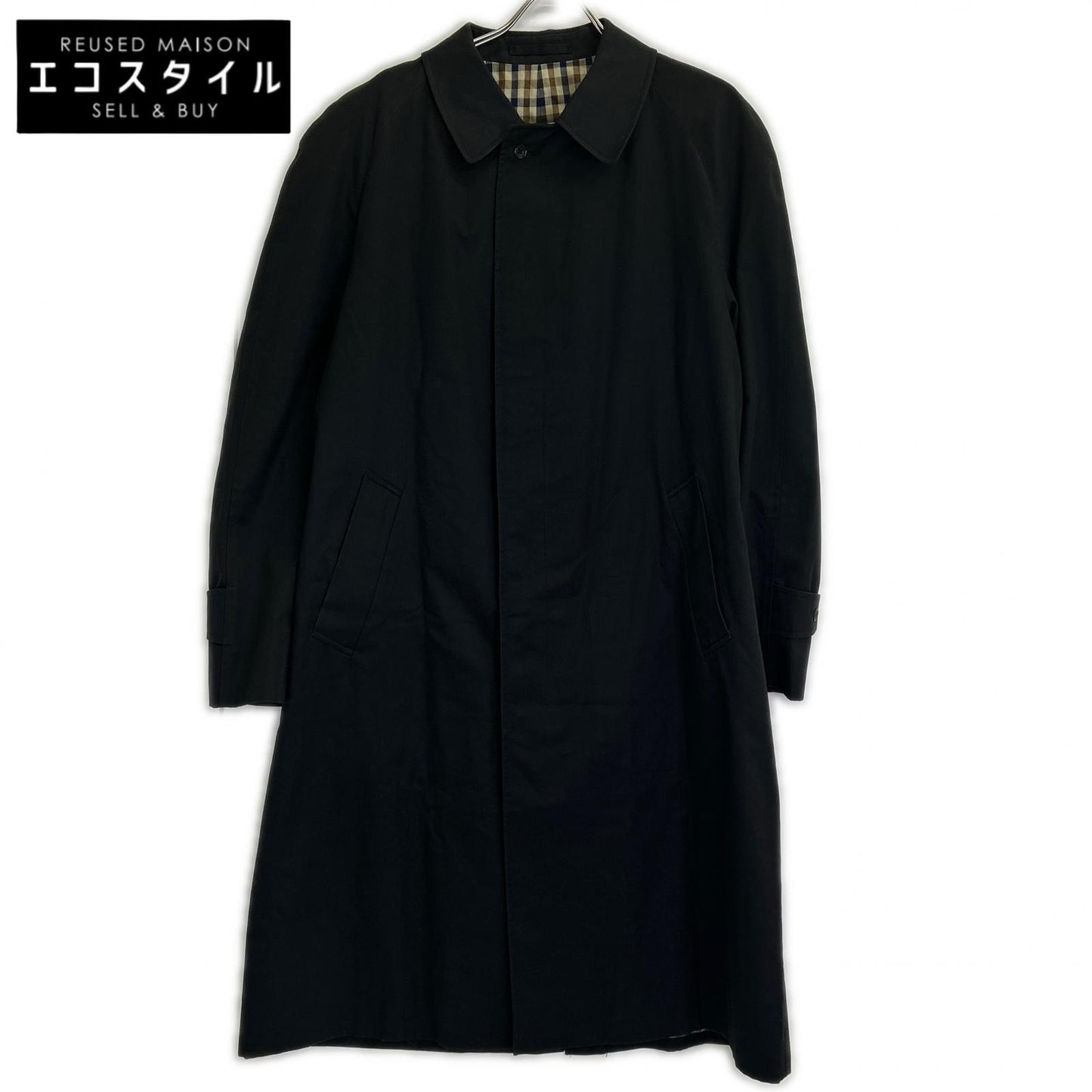 Aquascutum 雅格狮丹 225701 海军蓝 英国制造 Aqua5 束腰风衣 大衣