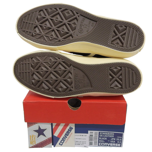 CONVERSE コンバース 新品同様 STAR&BARS US LEATHER ローカットスニーカー シューズ メンズ ブラック 25cm シューズ
