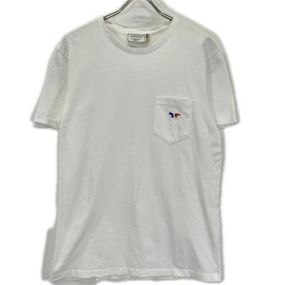 MAISON KITSUNE メゾンキツネ FW15M704 ホワイト トリコロールフォックス 胸ポケット付き半袖Tシャツ トップス