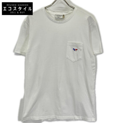 MAISON KITSUNE メゾンキツネ FW15M704 ホワイト トリコロールフォックス 胸ポケット付き半袖Tシャツ トップス