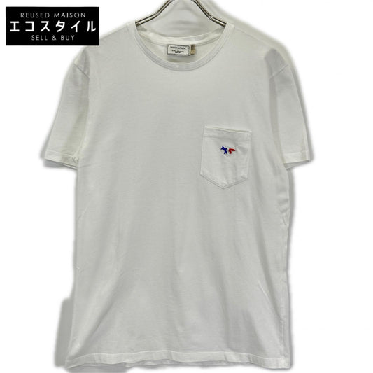 MAISON KITSUNE メゾンキツネ FW15M704 ホワイト トリコロールフォックス 胸ポケット付き半袖Tシャツ トップス