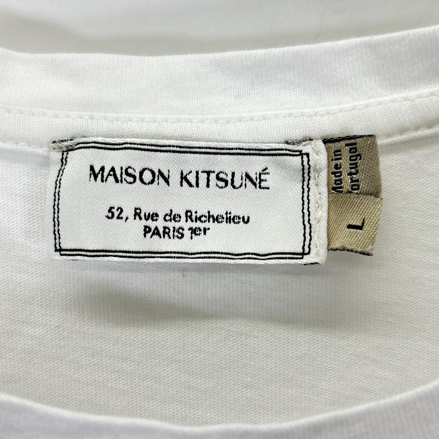 MAISON KITSUNE メゾンキツネ FW15M704 ホワイト トリコロールフォックス 胸ポケット付き半袖Tシャツ トップス