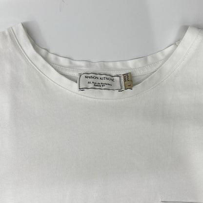 MAISON KITSUNE メゾンキツネ FW15M704 ホワイト トリコロールフォックス 胸ポケット付き半袖Tシャツ トップス