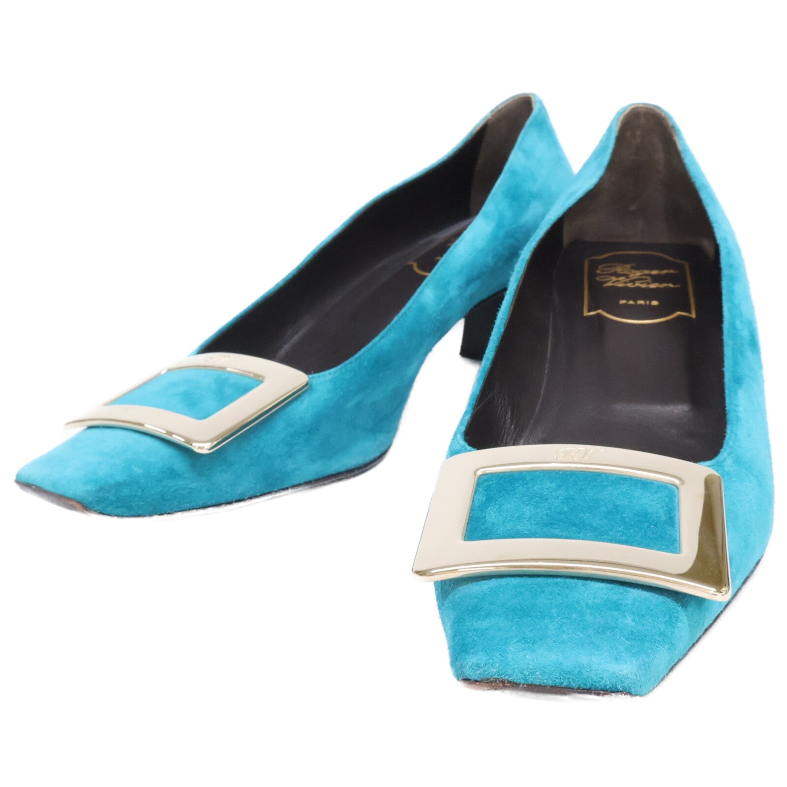 RogerVivier ロジェヴィヴィエ シルバーバックル スエード ヒールパンプス シューズ