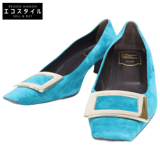Roger Vivier ロジェヴィヴィエ シルバーバックル スエード ヒールパンプス シューズ